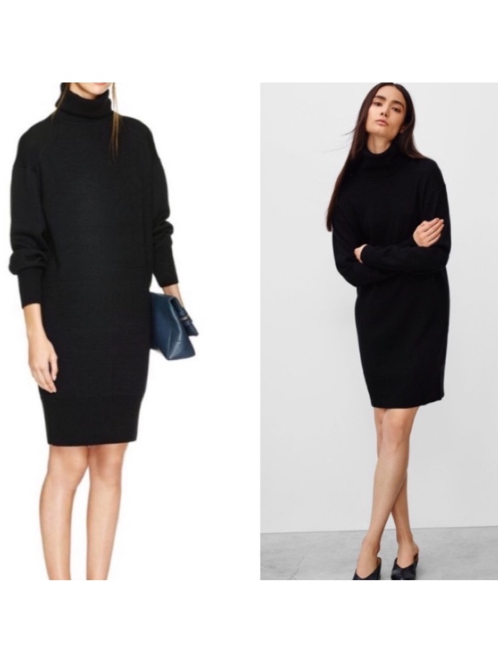 Wilfred Artitzia Pensee Wool Turtleneck Sweater Dress Black Size M